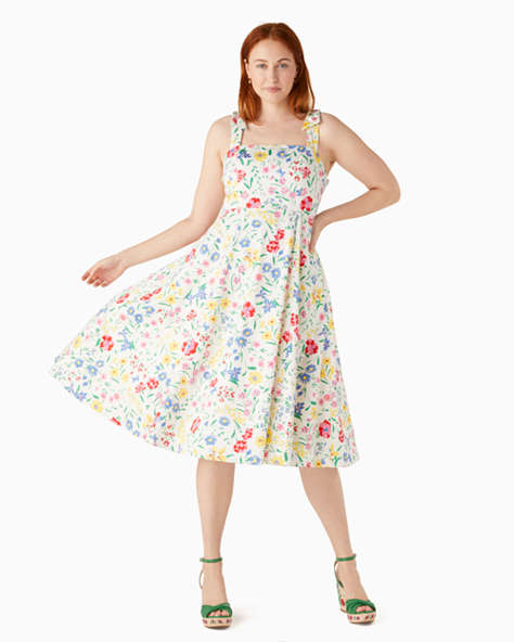 Garden Bouquet Fit-and-flare Dress, Cream, ProductTile
