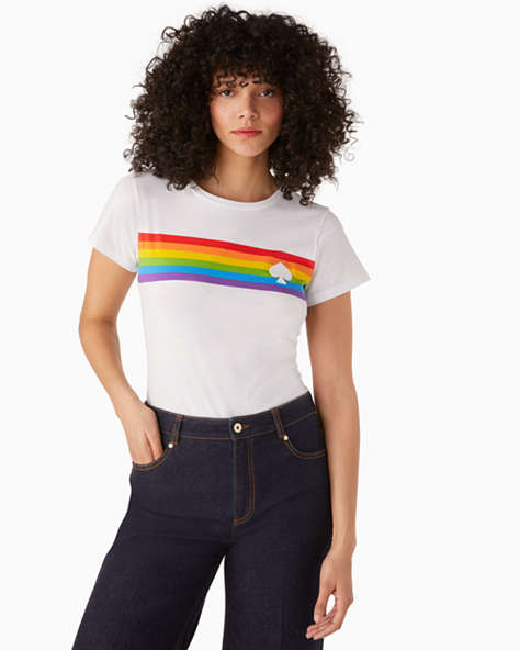 Rainbow Stripe Logo Tee, Fresh White, ProductTile