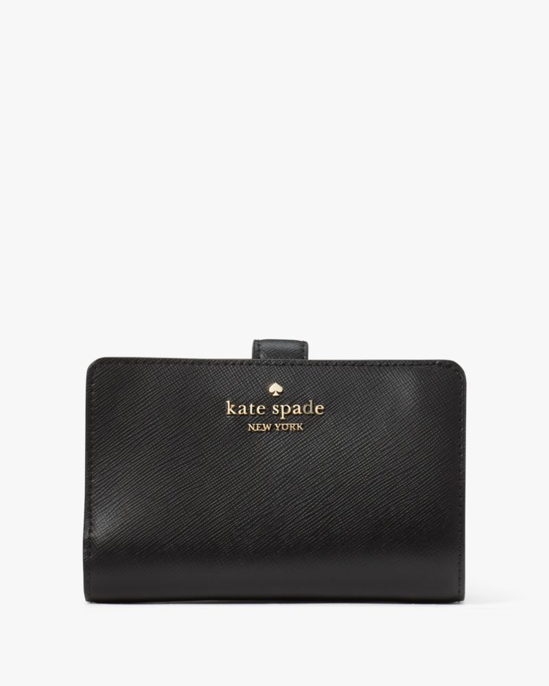 Kate Spade New York Staci Medium Compact Bifold Wallet Saffiano Black 