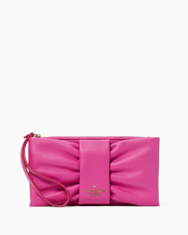 Kate Spade,Millie Bow Medium Wristlet,Magenta Lipstick