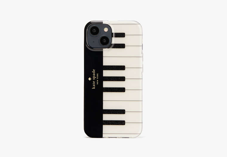 Kate Spade,Pitch Purrfect Piano iPhone 14 Case,Black Multi image number 0