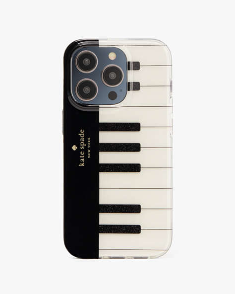 Kate Spade,Pitch Purrfect Piano iPhone 14 Pro Case,Black Multi