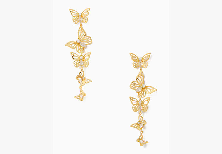 Gold Butterfly Earrings, Clear/Gold, Product image number 0