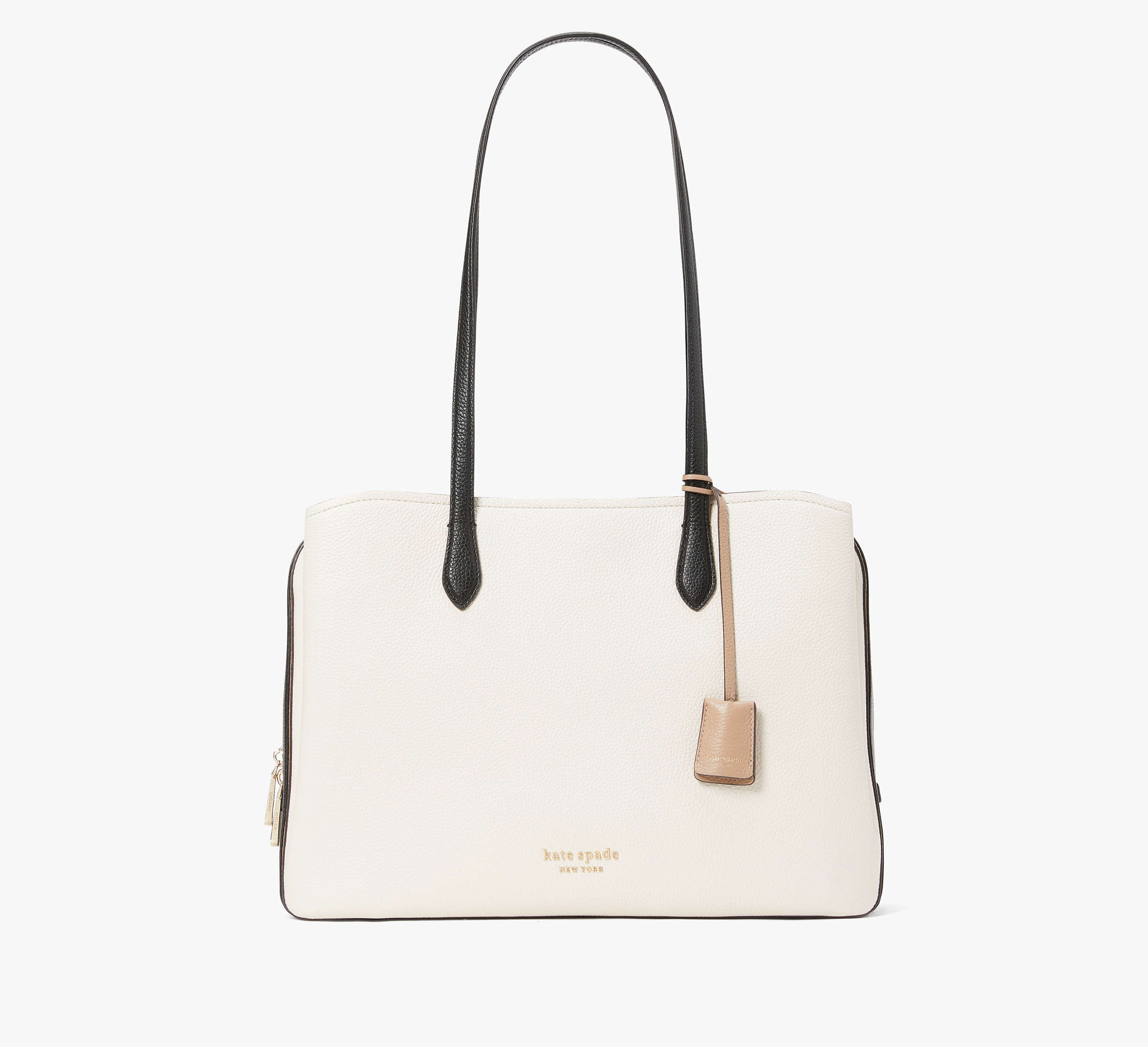 Kate Spade Hudson Colorblocked Large Work Tote In Parchment