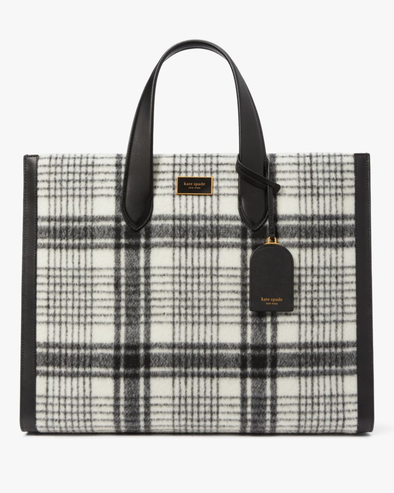 Kate Spade New York Bleeker Painterly Houndstooth Printed Tote Bag - Black Multi