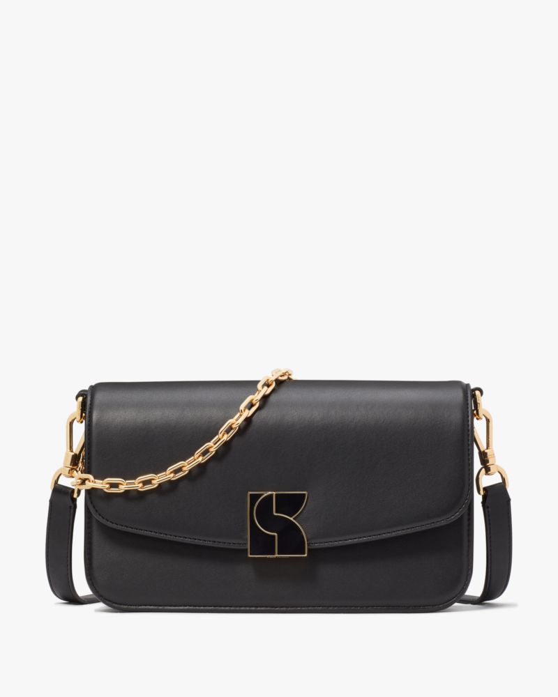 Kate Spade Black Leather Chain Strap Bow Detail Crossbody Shoulder Bag Purse