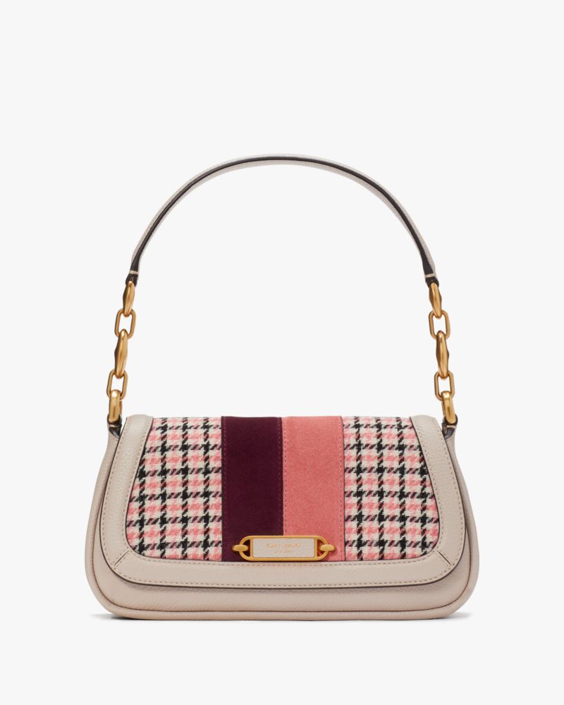 Kate Spade Gramercy Racing Stripe Plaid Twill Small Flap Shoulder Bag