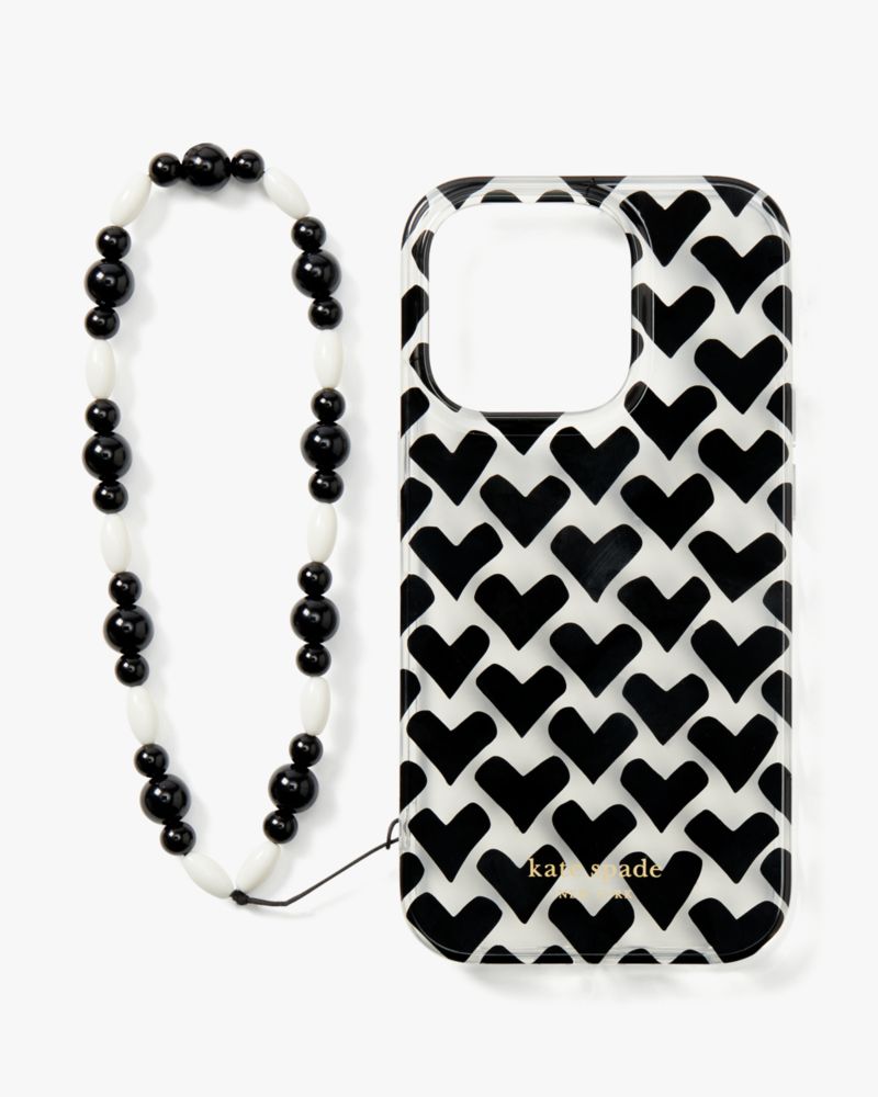 Kate Spade Modernist Hearts iPhone 14 Pro Wristlet Case