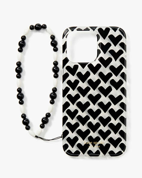 Kate Spade,Modernist Hearts iPhone 14 Pro Max Wristlet Case,Clear Multi