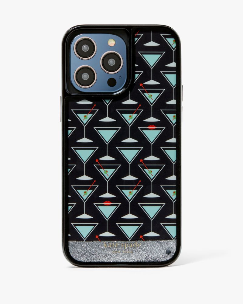 Kate Spade Shaken Not Stirred Liquid Glitter iPhone 14 Pro Max Case