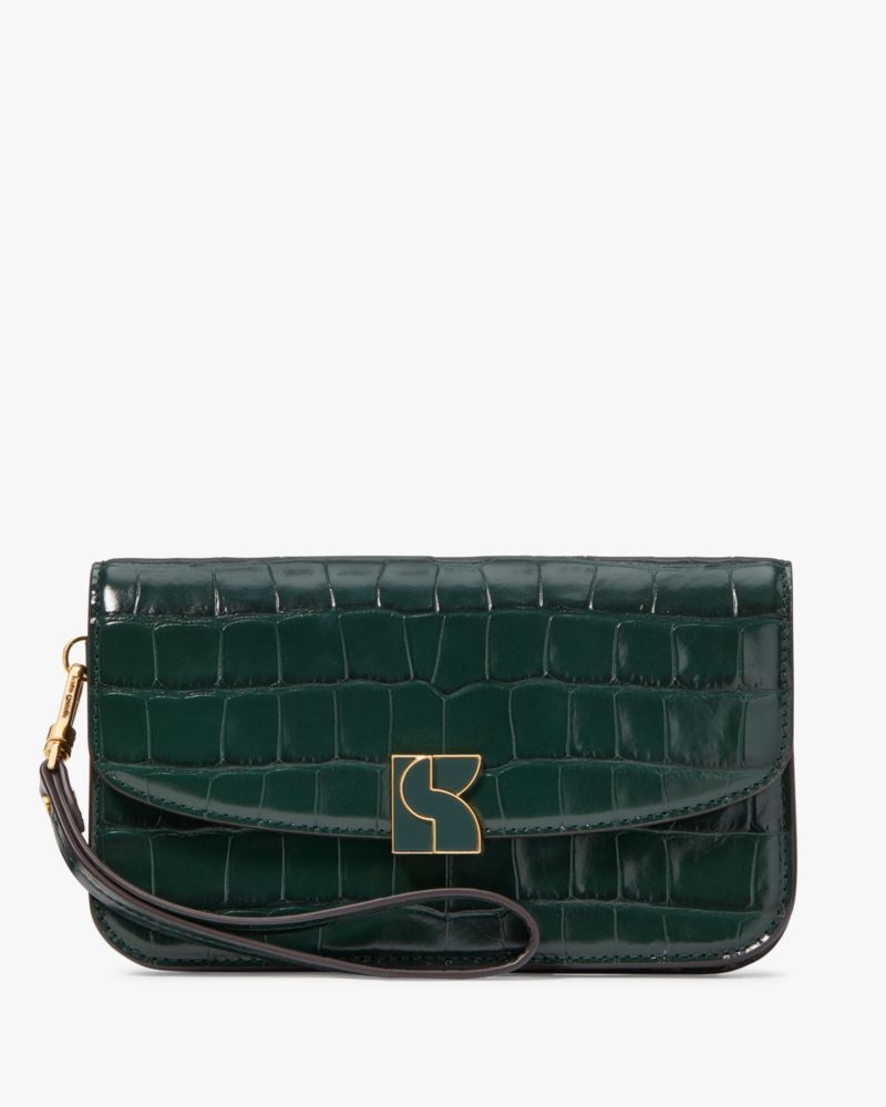 Kate Spade Green Crocodile Embossed Leather Satchel Excellent Condition