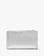 Kate Spade,Shaken Not Stirred Embellished Metallic Small Slim Bifold Wallet,Silver Multi