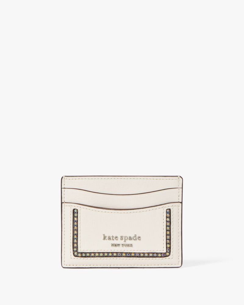 Kate Spade Morgan Crystal Inlay Cardholder In Parchment