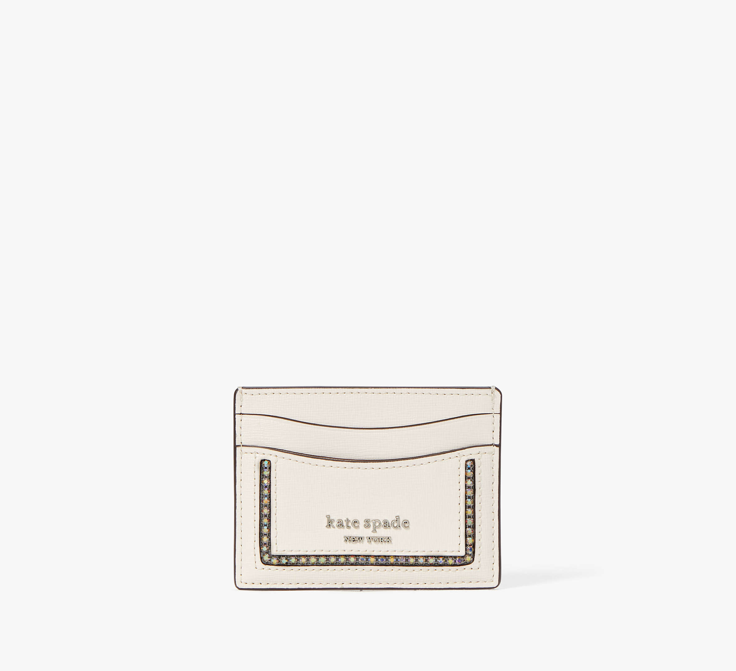 Kate Spade Morgan Crystal Inlay Cardholder In Parchment