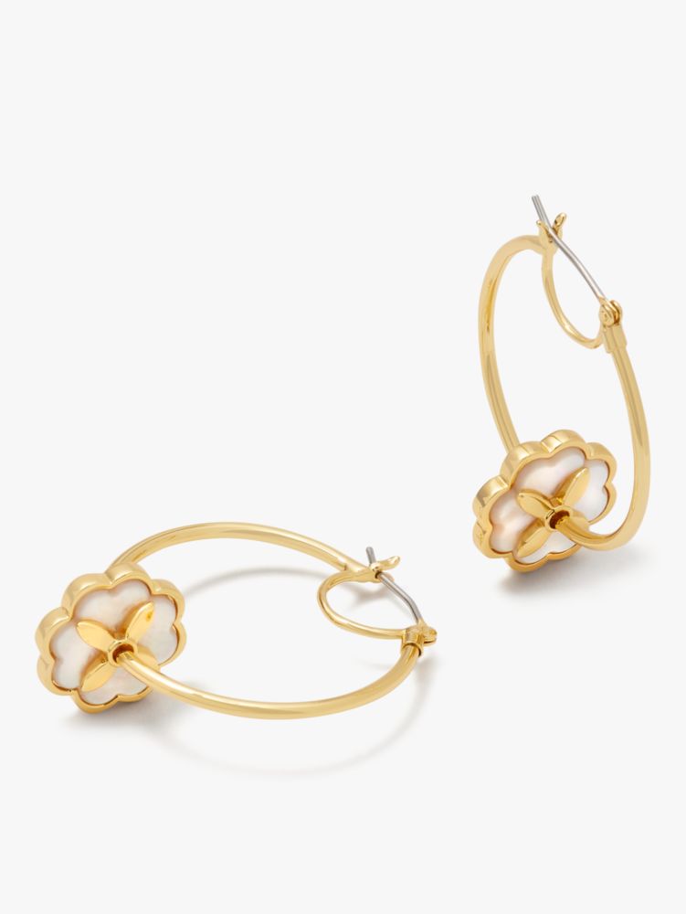 Kate Spade Heritage Bloom Hoop Earrings In Cream/gold