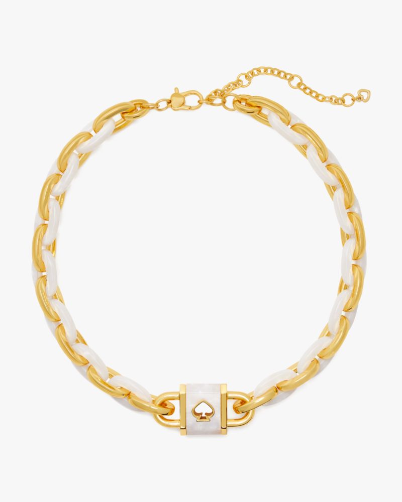 Kate Spade Lock And Spade Statement Link Necklace