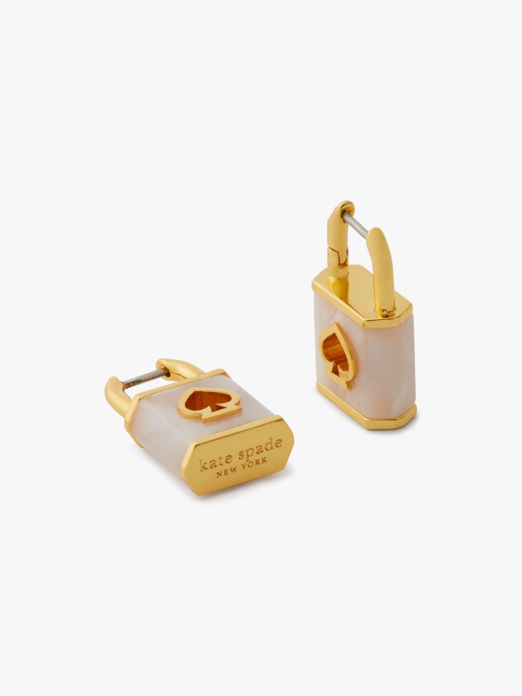 Gold Lock and Key Earrings