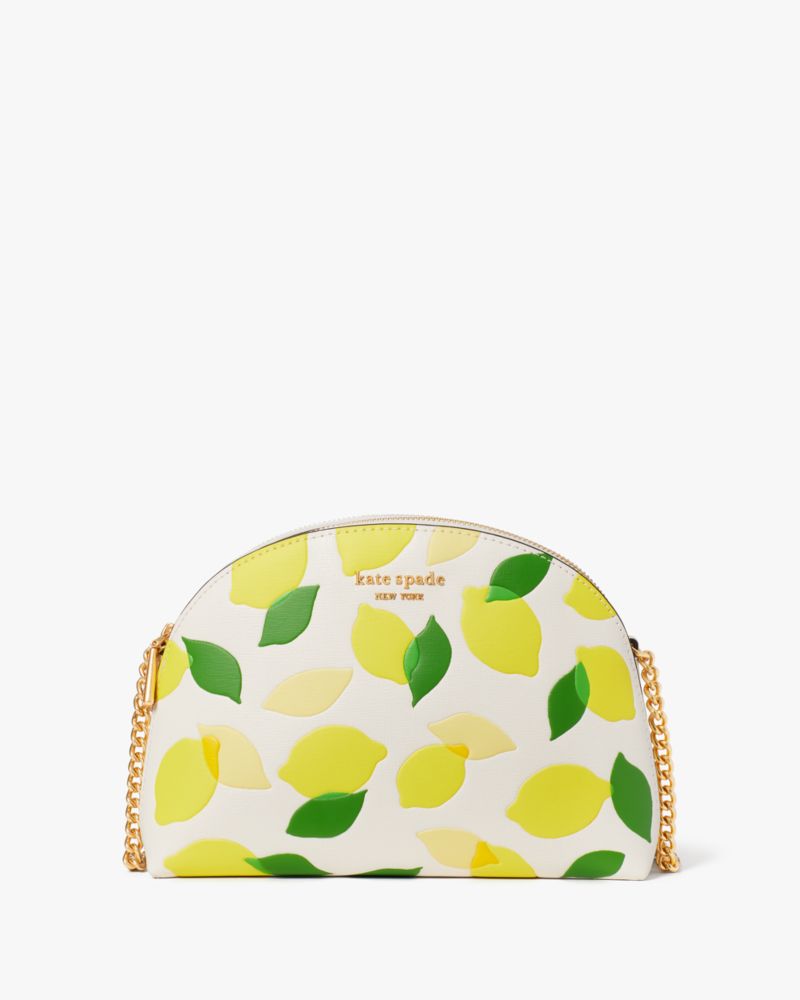 Kate Spade Morgan Lemon Toss Embossed Double-Zip Dome Crossbody