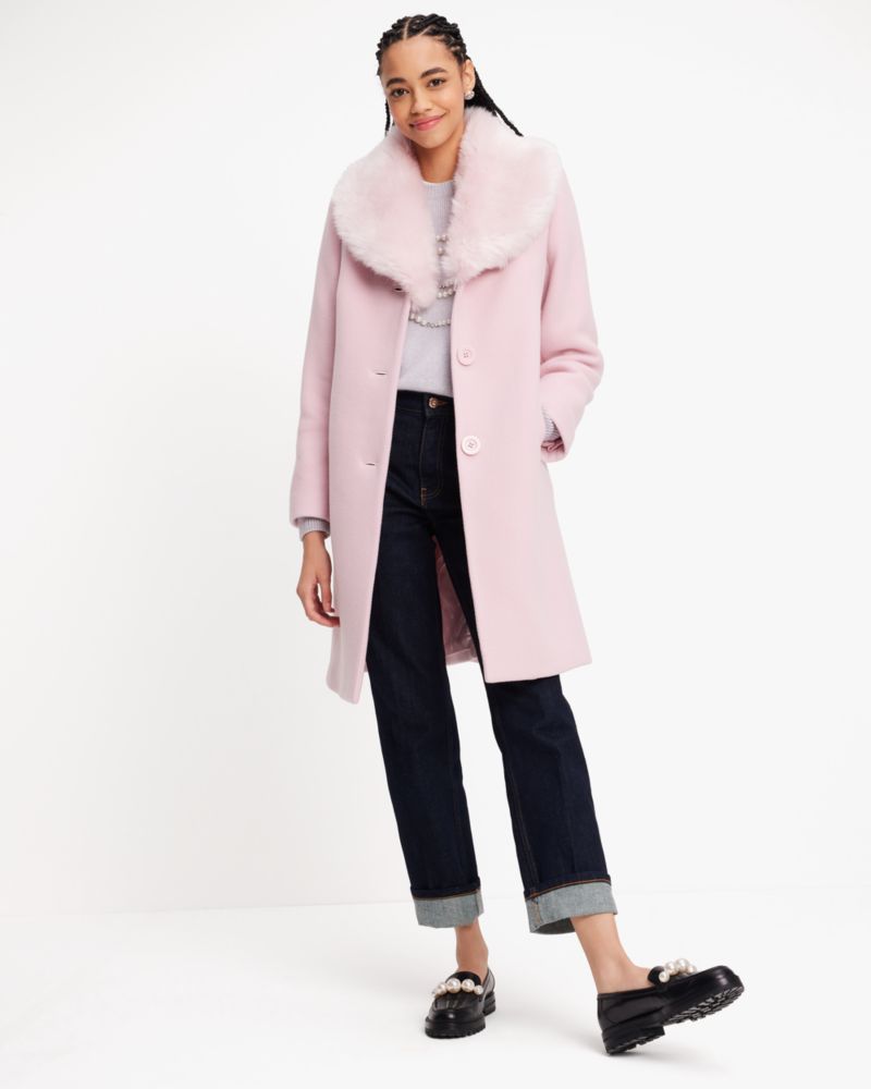 Kate Spade Faux Fur Lapel Wool Coat. 4