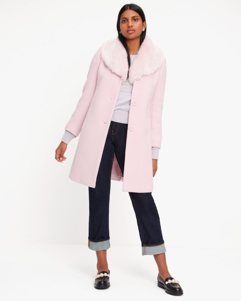 Kate Spade Faux Fur Lapel Wool Coat - KD547 VYK 8