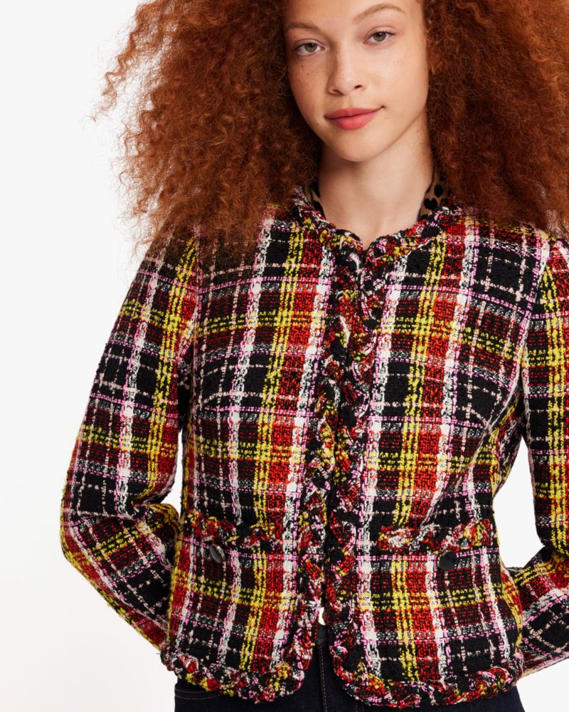 Kate Spade,Art Plaid Tweed Jacket,Multi