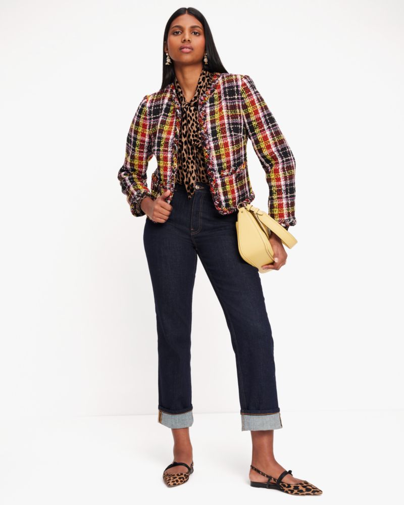 Kate Spade Art Plaid Tweed Jacket. 5