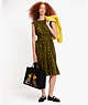 Kate Spade,Modern Leopard Smocked Waist Dress,Wear to Work,Chartreuse Green