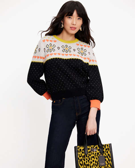 Embroidered Fair Isle Sweater, Schwarz, ProductTile
