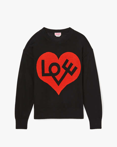 Kate Spade,Love Heart Intarsia Sweater,Black
