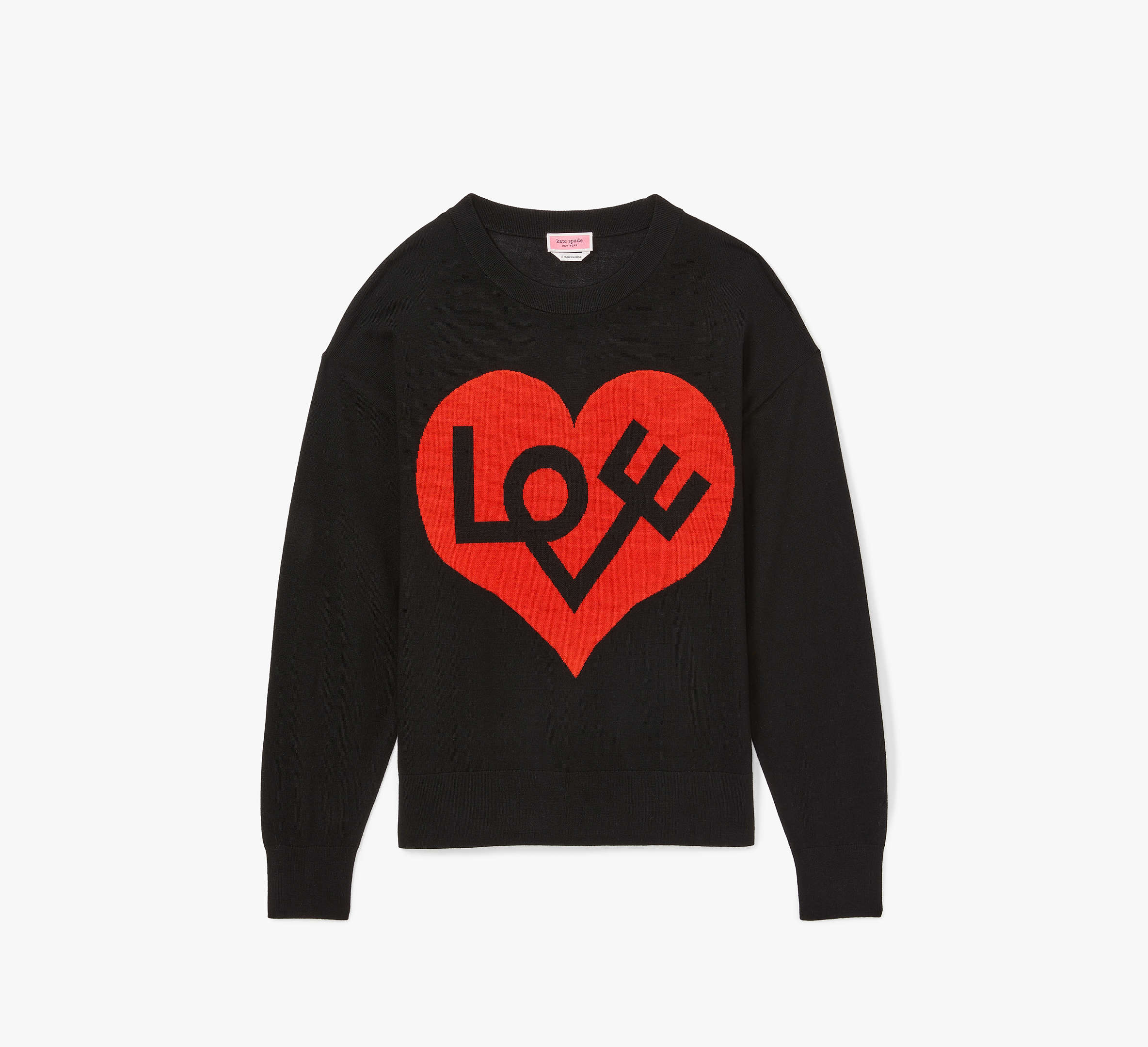 Shop Kate Spade Love Heart Intarsia Sweater In Black