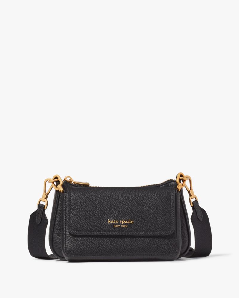 Kate Spade Morgan Zebra Embossed Double Up Crossbody in Black