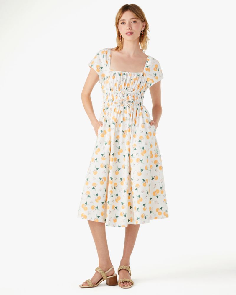 Kate Spade Orange Toss Midikleid Mit Karree-Ausschnitt