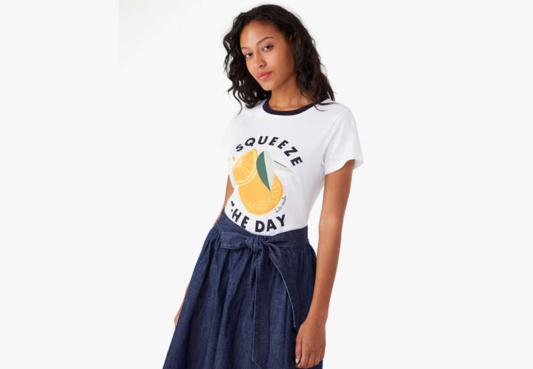 Kate Spade,Squeeze The Day Citrus Tee,cotton,Fresh White image number 0