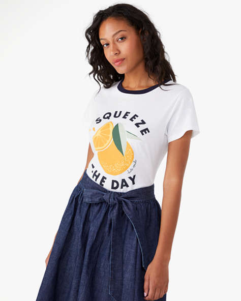 Kate Spade,Squeeze The Day Citrus Tee,cotton,Fresh White