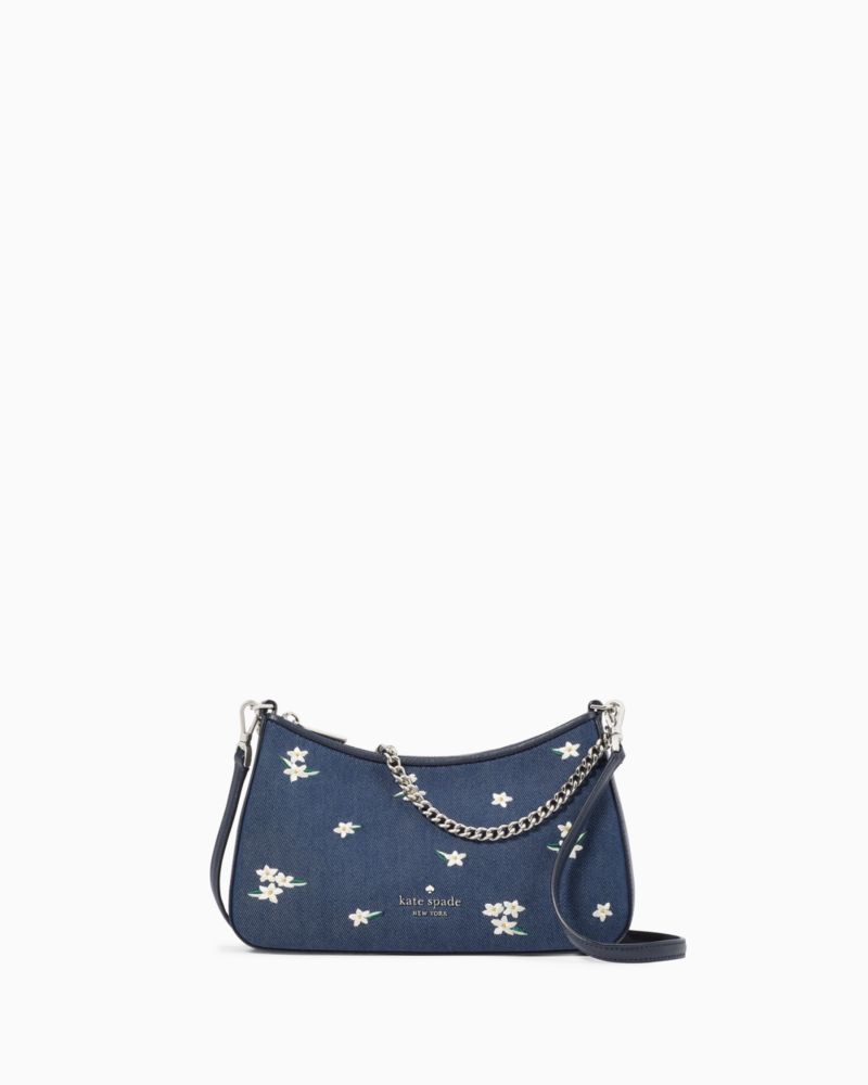 Kate Spade Madison Floral Embroidered Denim Convertible Crossbody