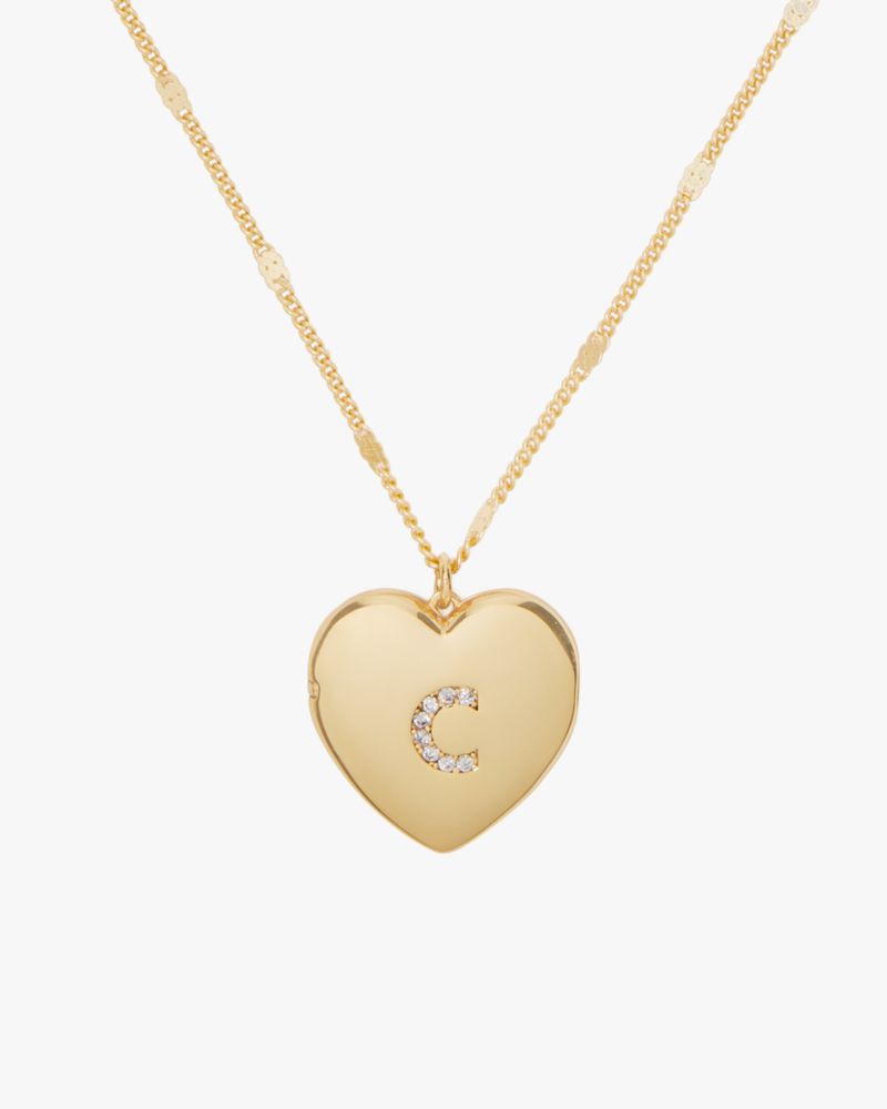 C Heart Letter Locket Necklace