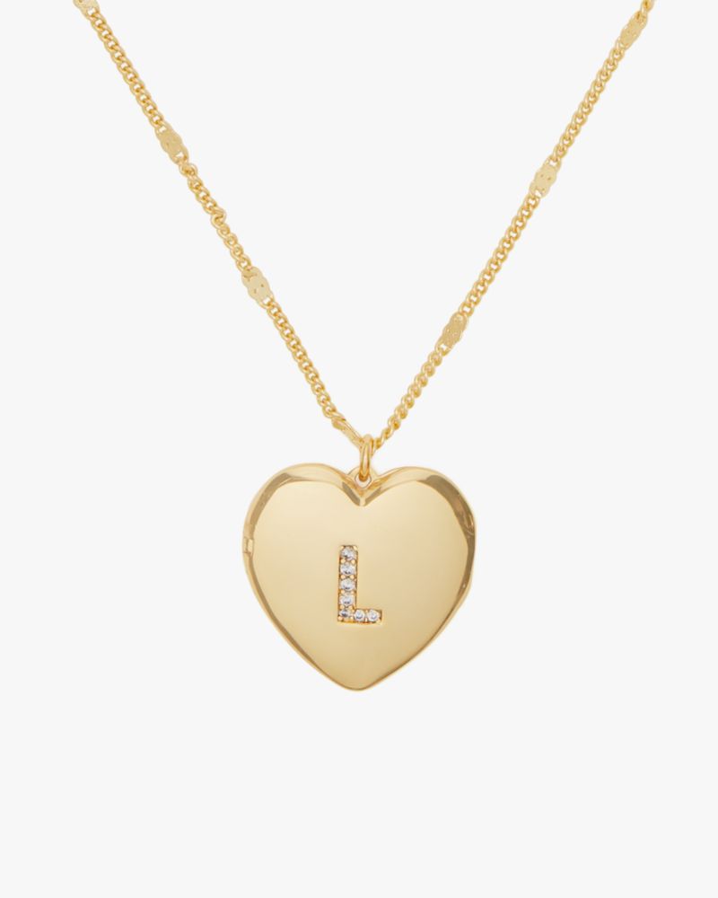 L Heart Letter Locket Necklace