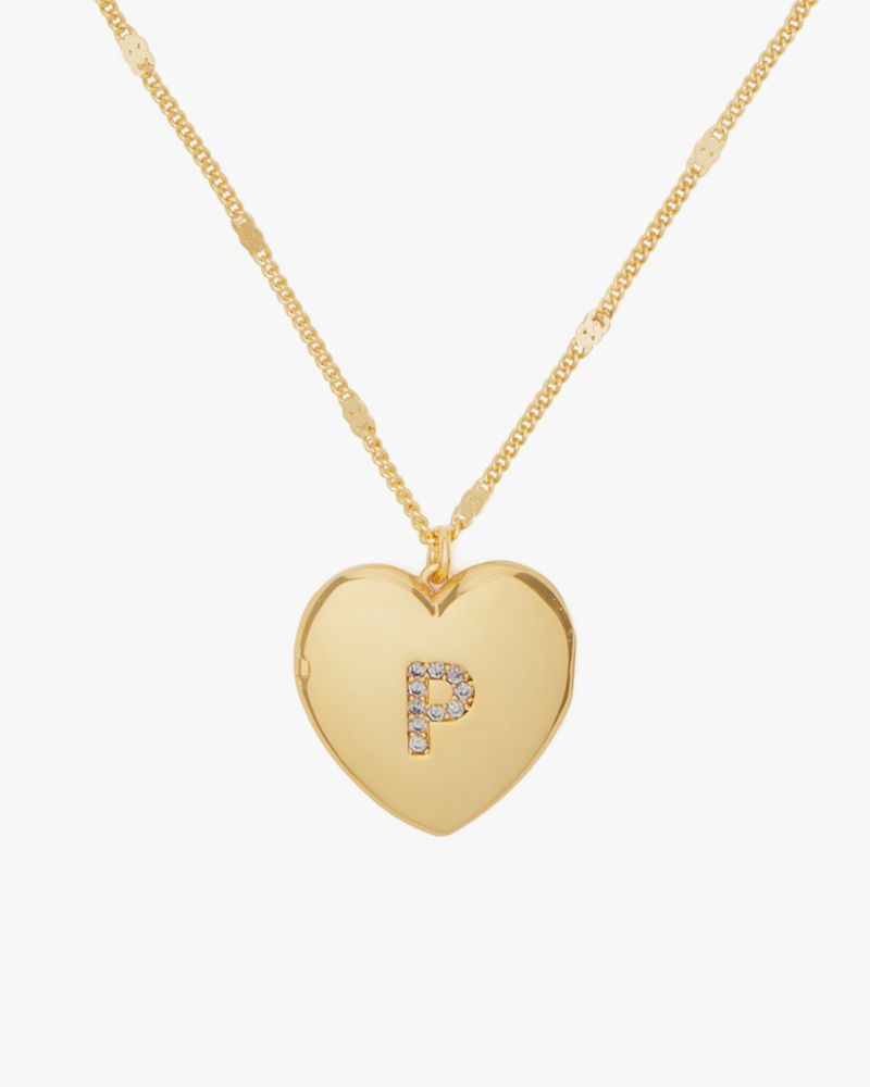 P Heart Letter Locket Necklace