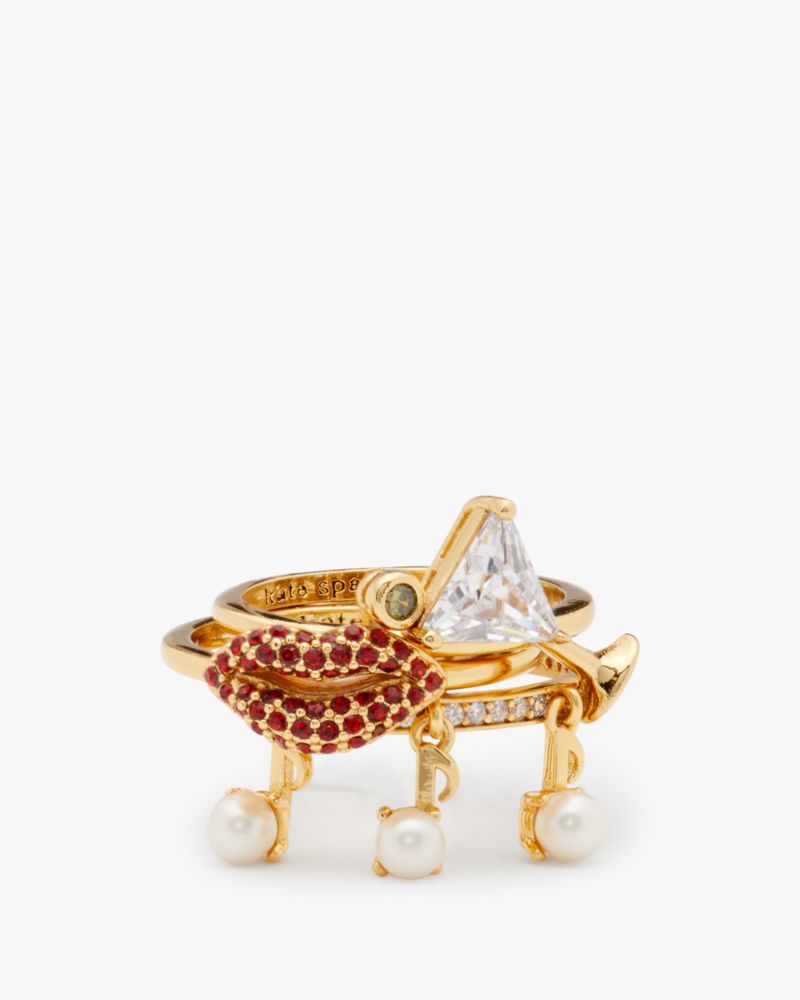 Kate Spade Hit The Town Charm Stacking Rings In Multi
