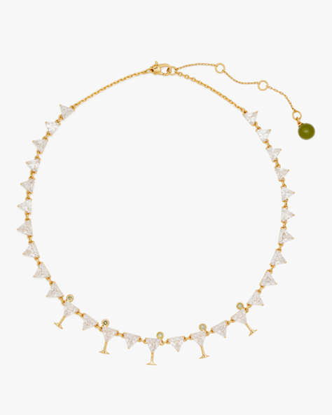 Kate Spade,Shaken Or Stirred Tennis Necklace,Clear/Gold