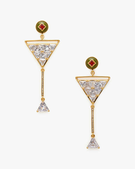 Kate Spade,Shaken Or Stirred Statement Earrings,Clear/Gold