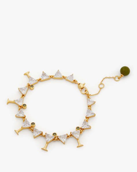 Kate Spade,Shaken Or Stirred Tennis Bracelet,Clear/Gold