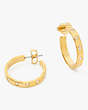 Kate Spade,Set In Stone Hoops,Clear/Gold