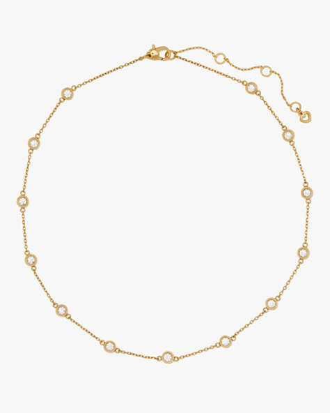 Kate Spade,Set In Stone Station Necklace,Clear/Gold