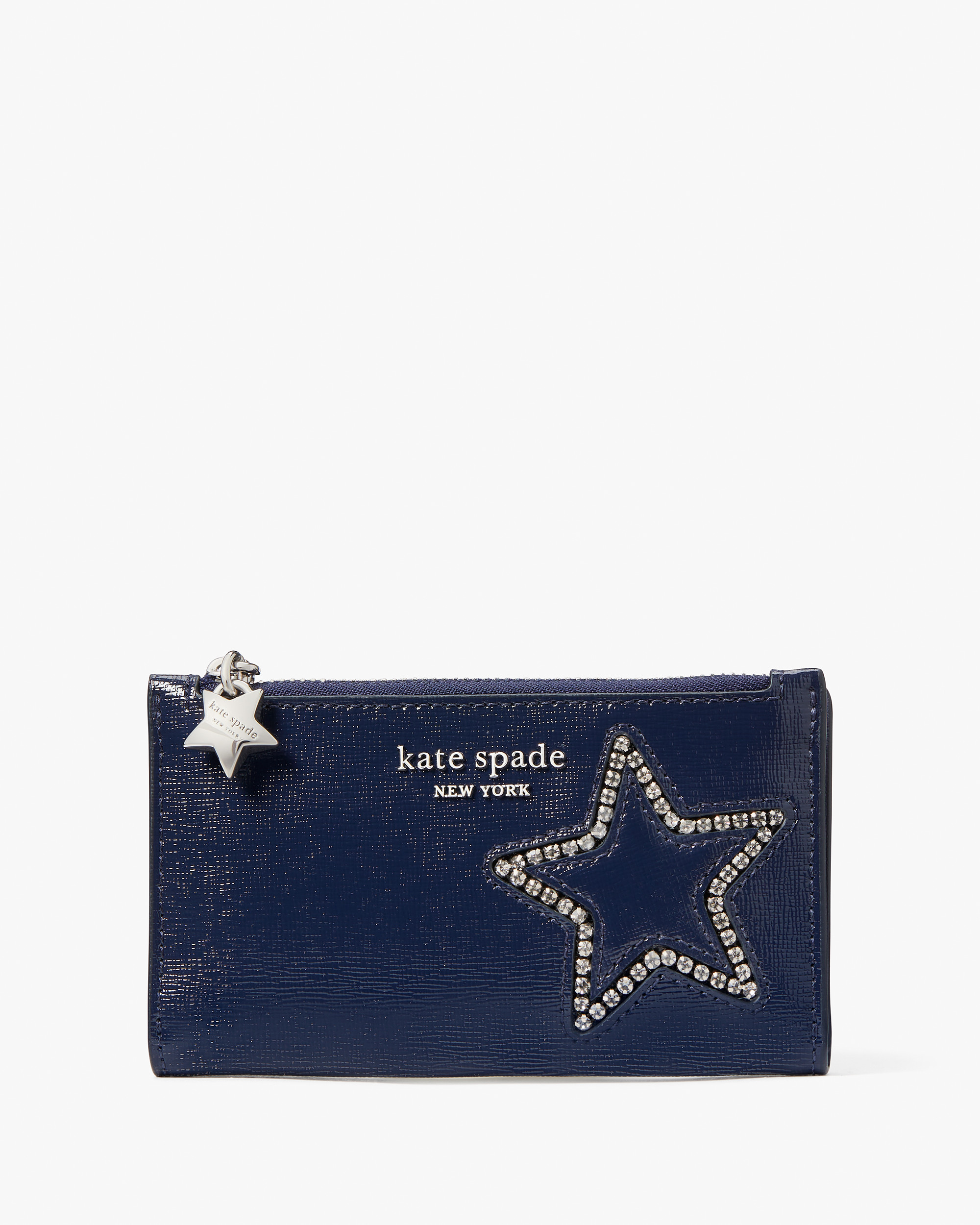Kate Spade Starlight Patent Saffiano Leather Small Slim Bifold Wallet