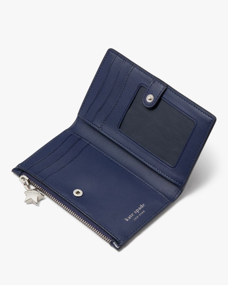 Starlight Patent Saffiano Leather Small Slim Bifold Wallet | Kate