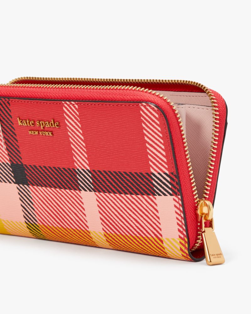 Kate Spade Morgan Museum Plaid Zip-around Continental Wallet. 4