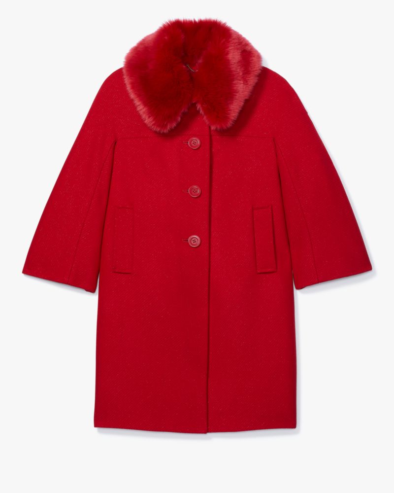 Kate Spade Faux Fur Collar Wool Coat. 6