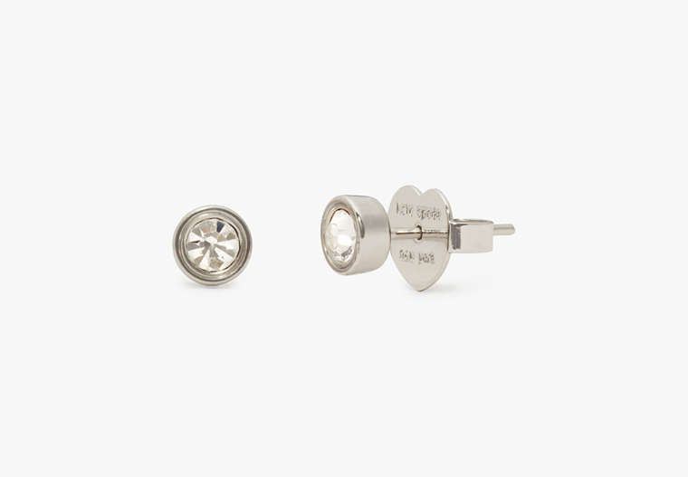 Set In Stone Small Studs, Clear/Silver, Product