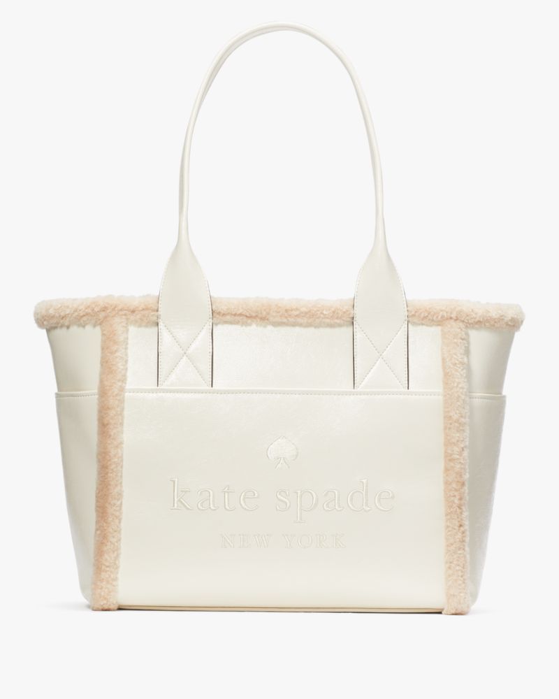 kate+spade+new+york+Faux+Shearling+Small+Tote+-+Tan for sale online